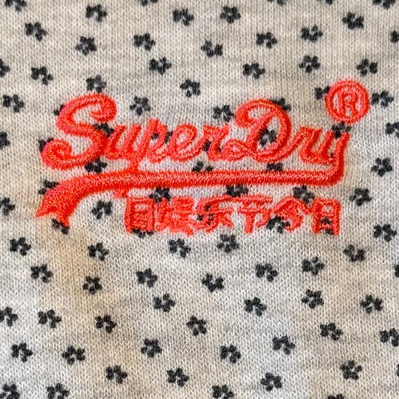 Superdry Hoodie‎ Sweatshirt - Light Gray with Navy Stars, Medium - Picture 6 of 12